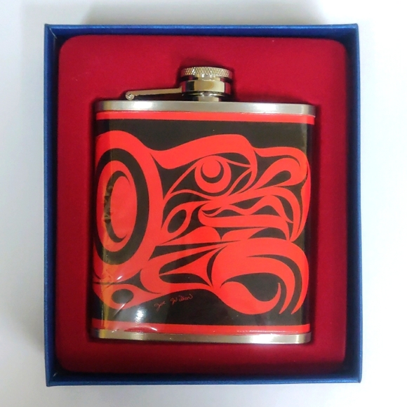 Eagle Indigenous design by Joe Wilson Hip Flask 6oz Stainless Steel - Picture 1 of 6